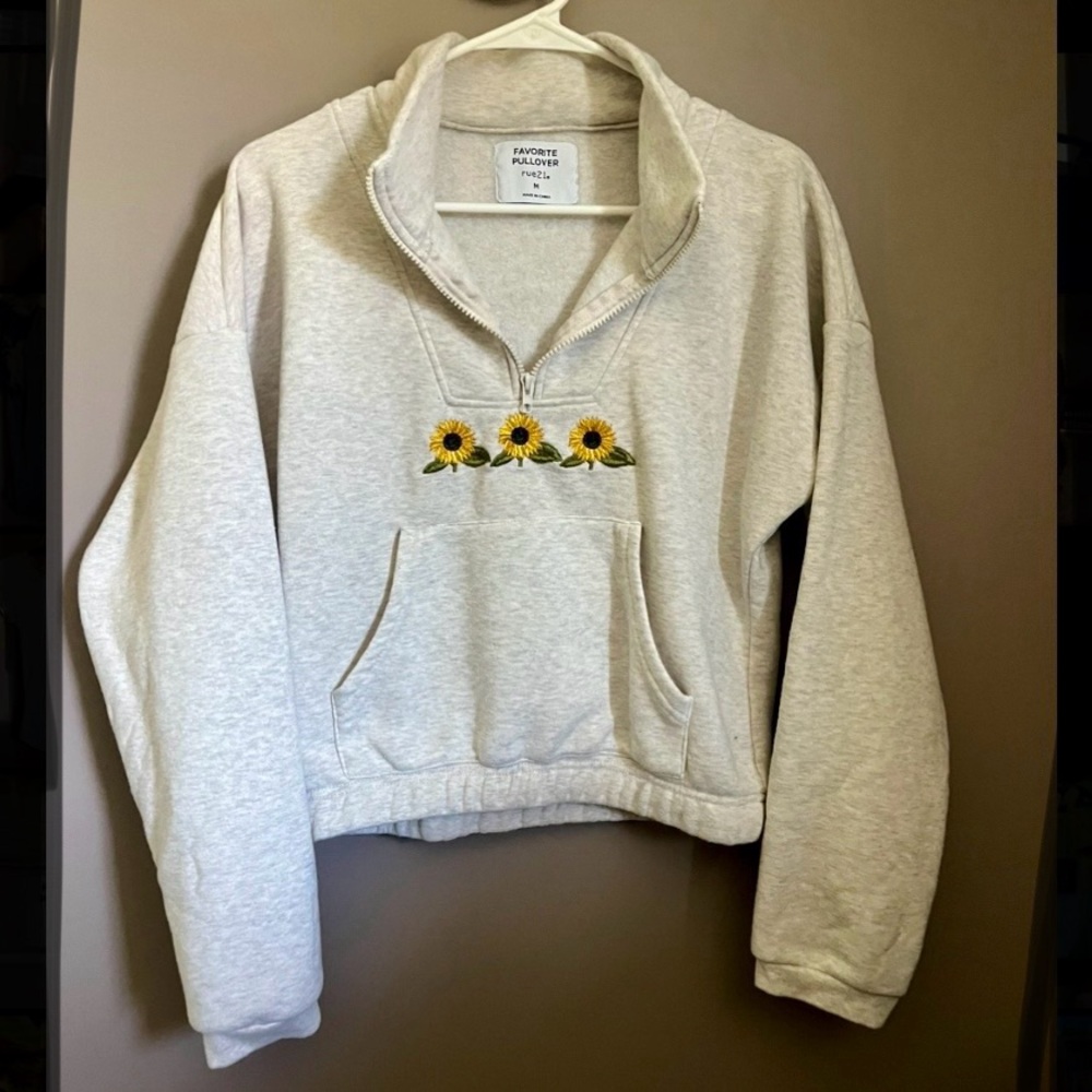 Cropped Sunflower Quarter-Zip Sweatshirt